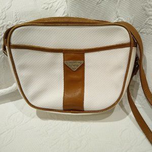 Vintage white and brown Liz Claiborne shoulder bag